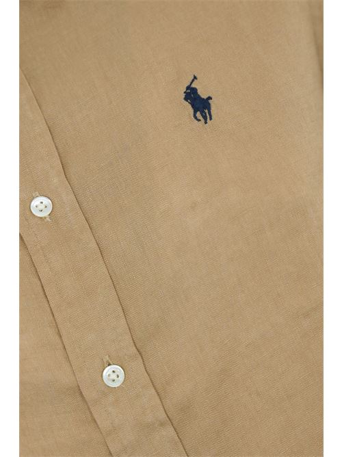 Camicia Polo Pony in lino Kaki POLO RALPH LAUREN | 211970730005